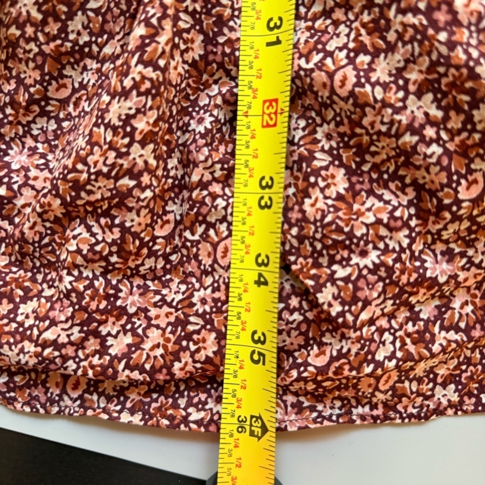 Madewell Floral Flutter-Sleeve Mini Dress Womens Large Cottage Garden Rust Brown - Picture 8 of 11